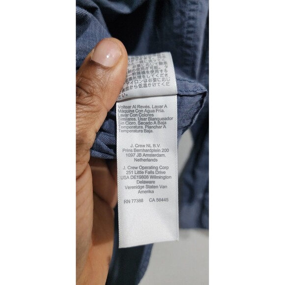 J. Crew Mens Denim Blue Cotton Flex Washed Button Down Work Dress Shirt Size LT - Picture 11 of 14